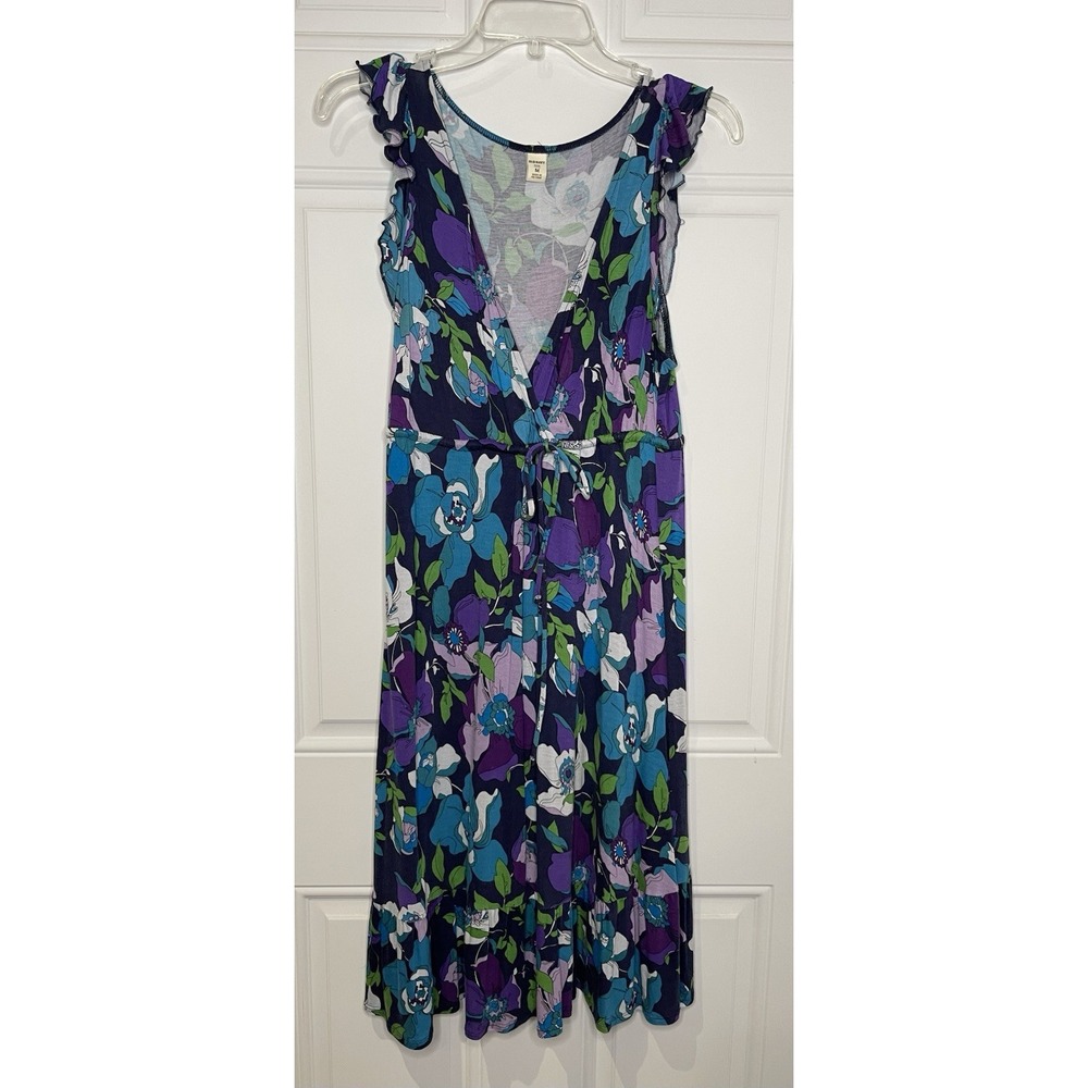 Old Navy Women's Medium Sleeveless Knee Length Summer Dress Floral Blue Purple